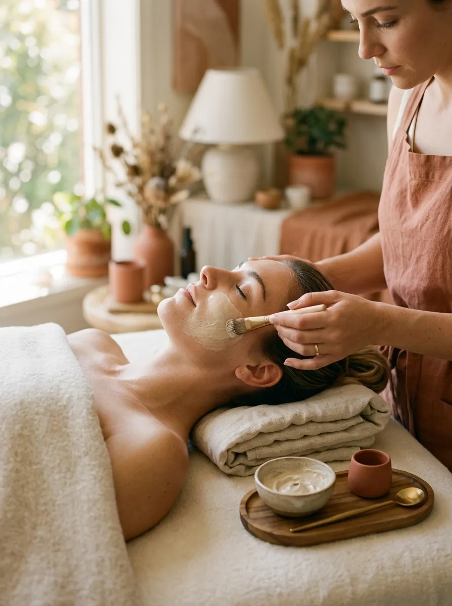 Pormenor de um tratamento de estética no gabinete Thaís, com luz natural suave